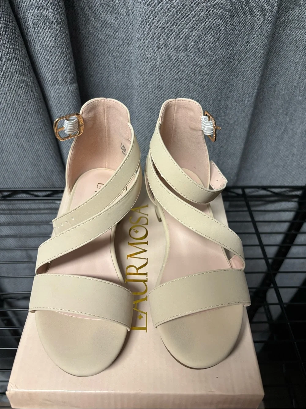 Girls' Apricot Strappy Low Block Heel Sandals